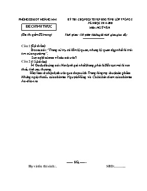 Đề thi chọn đội tuyển HSG tỉnh lớp 9 vòng 2 năm học 2014-2015 môn Ngữ văn